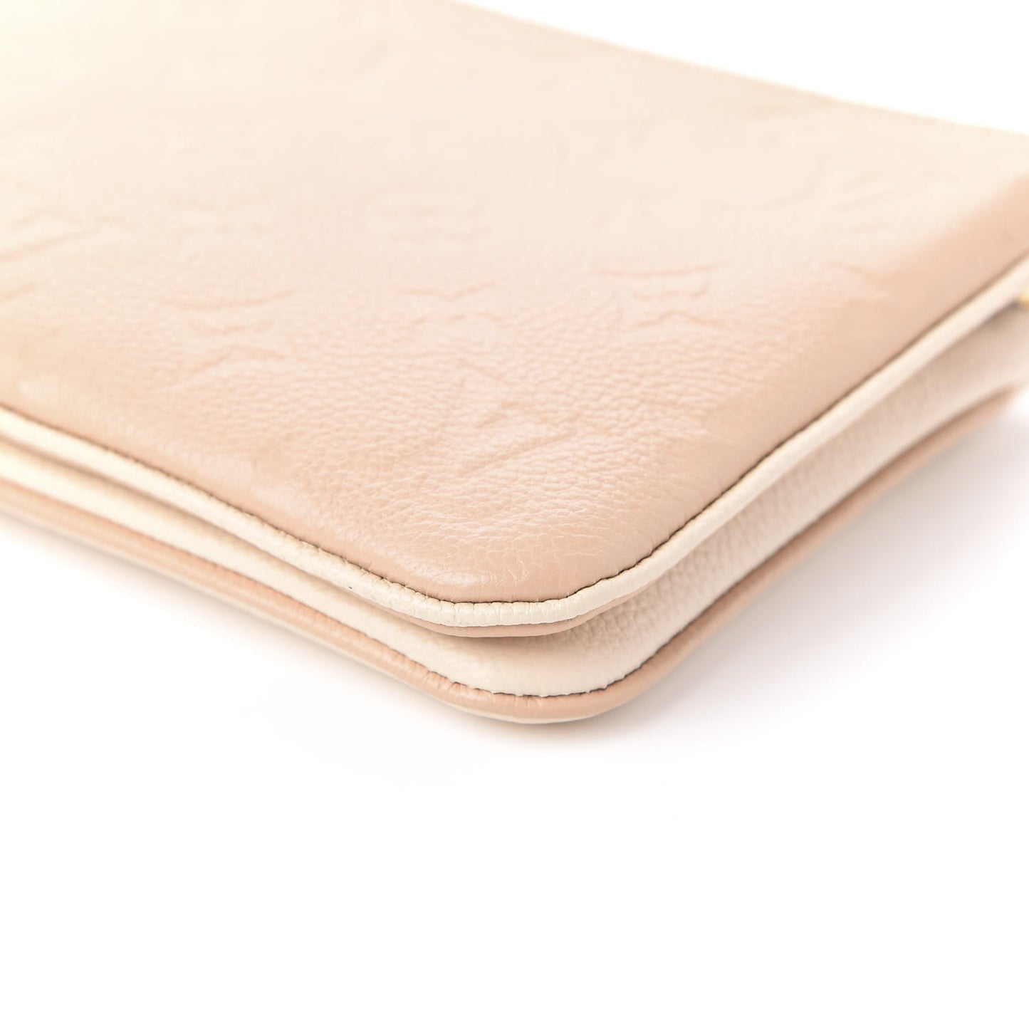 Empreinte Double Zip Pochette Beige Rose Creme
