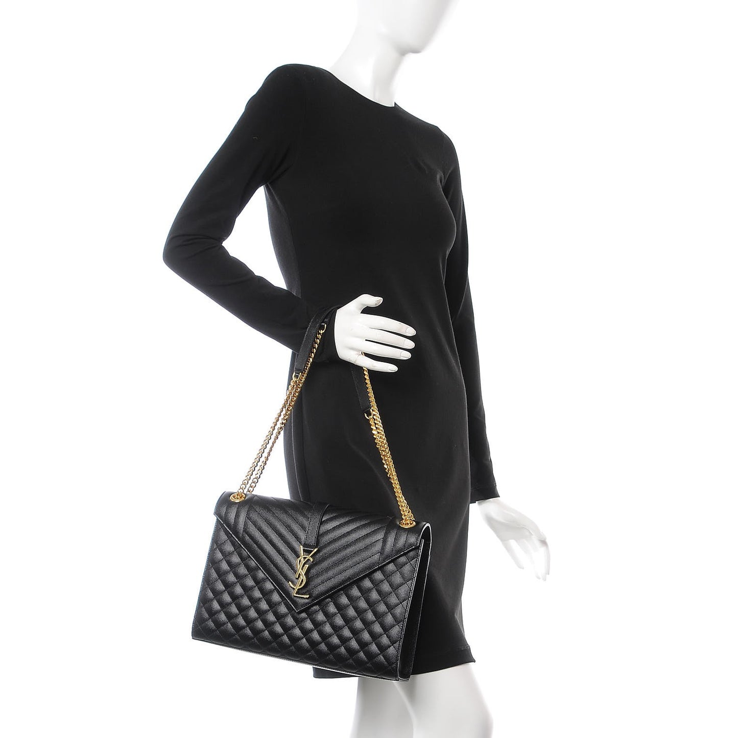 Grain De Poudre Textured Mixed Matelasse Large Triquilt Monogram Satchel Black