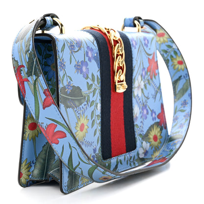 Gucci Shangai Calfskin Web New Flora Small Sylvie Shoulder Bag Azure 3 of 10