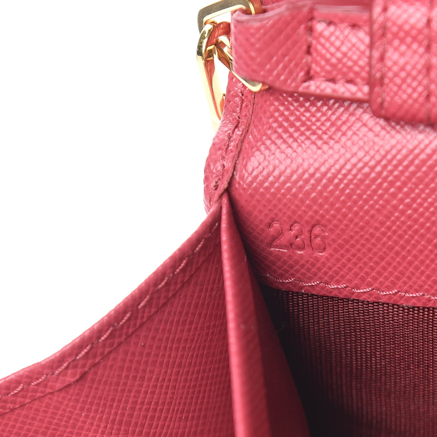 Prada Saffiano Metal Oro Chain Wallet Peonia 8 of 12