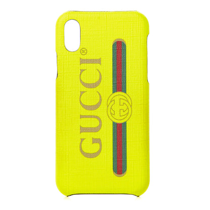 Gucci Rubber Print iPhone Xs Case Yellow Fluo Green 1 of 8
