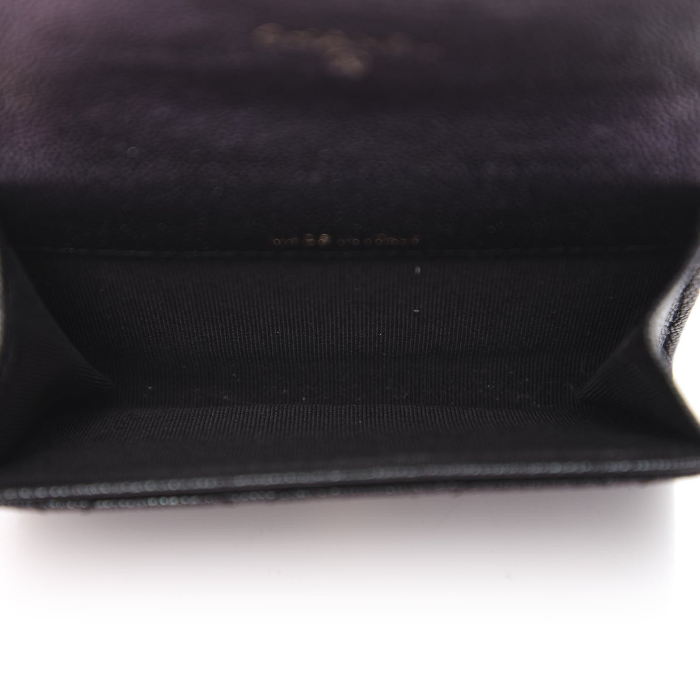Iridescent Caviar Flap Quilted Card Holder Black