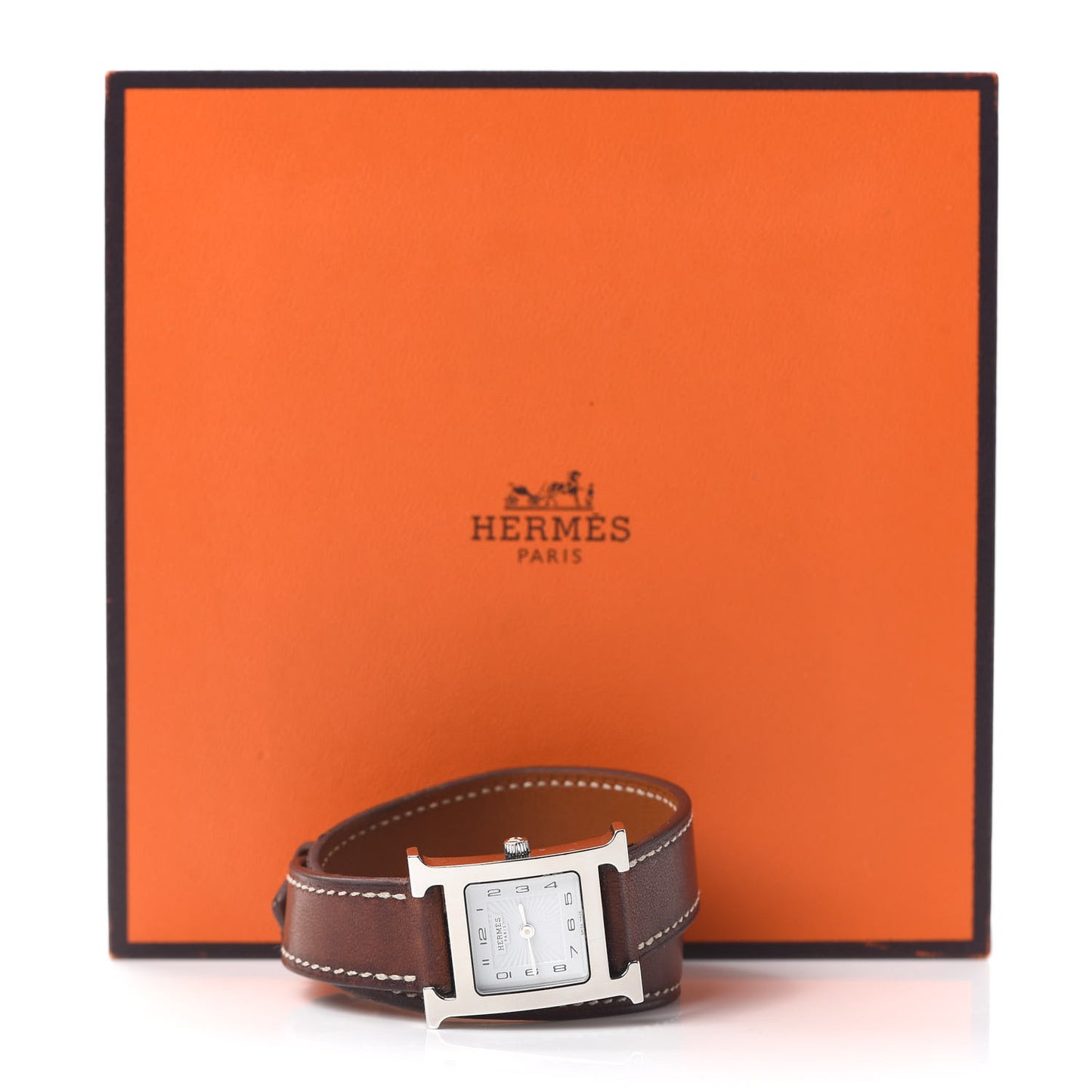 Stainless Steel Barenia 21mm Heure H Hour Double Tour Quartz Watch Fauve