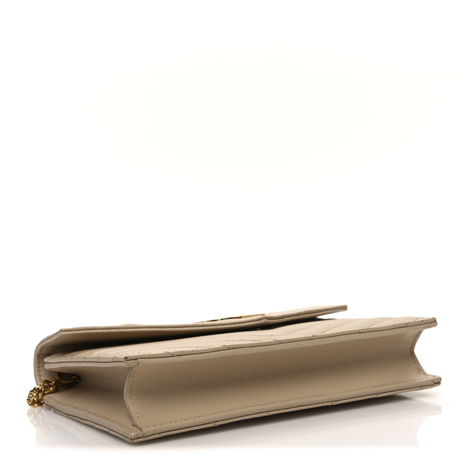 Saint Laurent Grain De Poudre Matelasse Chevron Monogram Envelope Chain Wallet Nude Powder 4 of 10