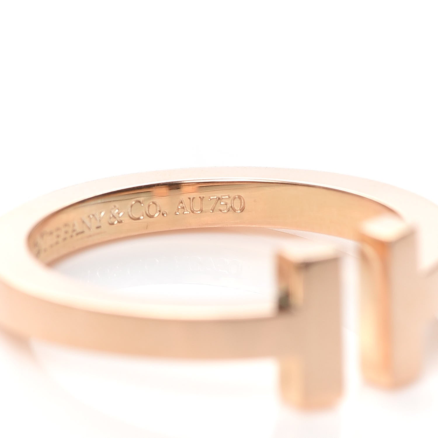Tiffany 18K Rose Gold T Square Ring 61 9.5 5 of 5