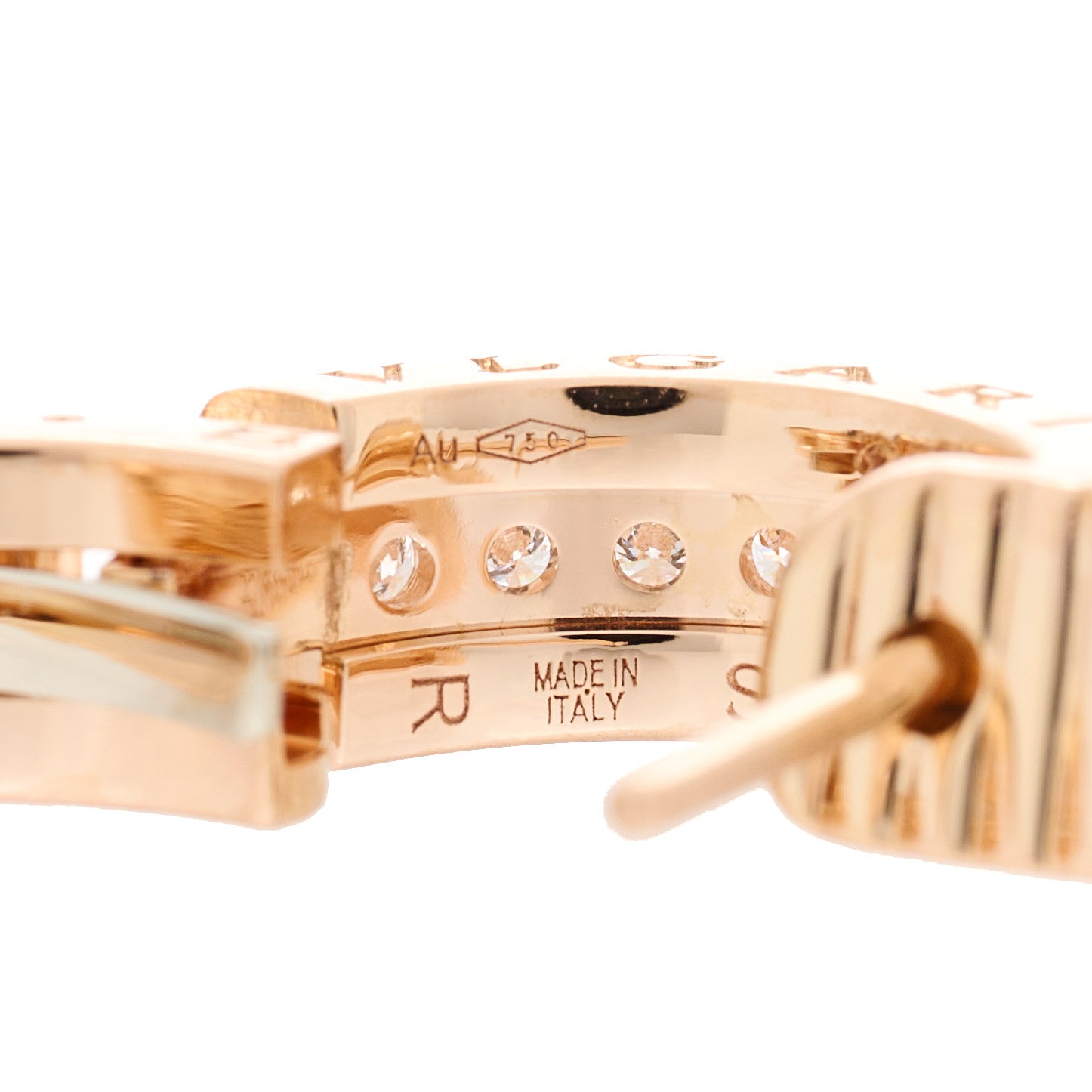 Bulgari 18K Rose Gold Diamond Small B.Zero1 Hoop Earrings 5 of 5