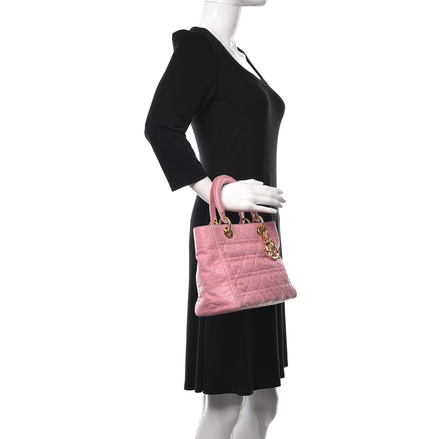 Grained Calfskin Cannage Medium Lady Dior Pink
