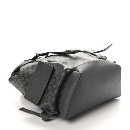 Gucci GG Supreme Monogram Textured Dollar Calfskin Medium Ophidia Double Buckle Backpack Grey Black Graphite Grey 4 of 9