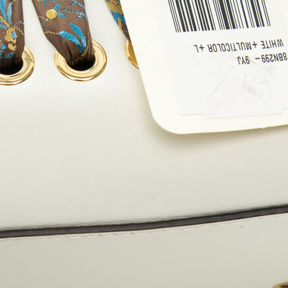 Fendi Vitello Baltico Ribbon Lace Up Floral Small DotCom Click Chain Satchel White Multicolor 9 of 22