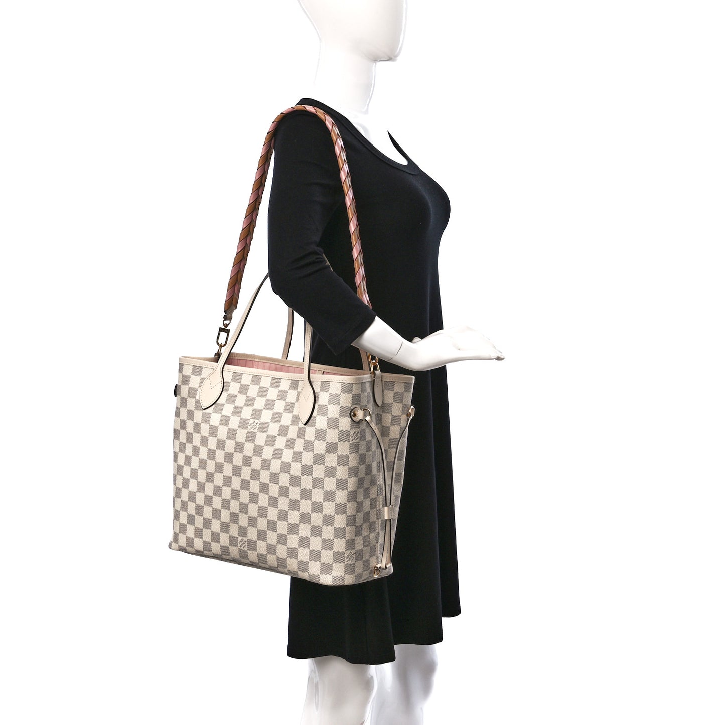 Damier Azur Braided Neverfull MM Pink