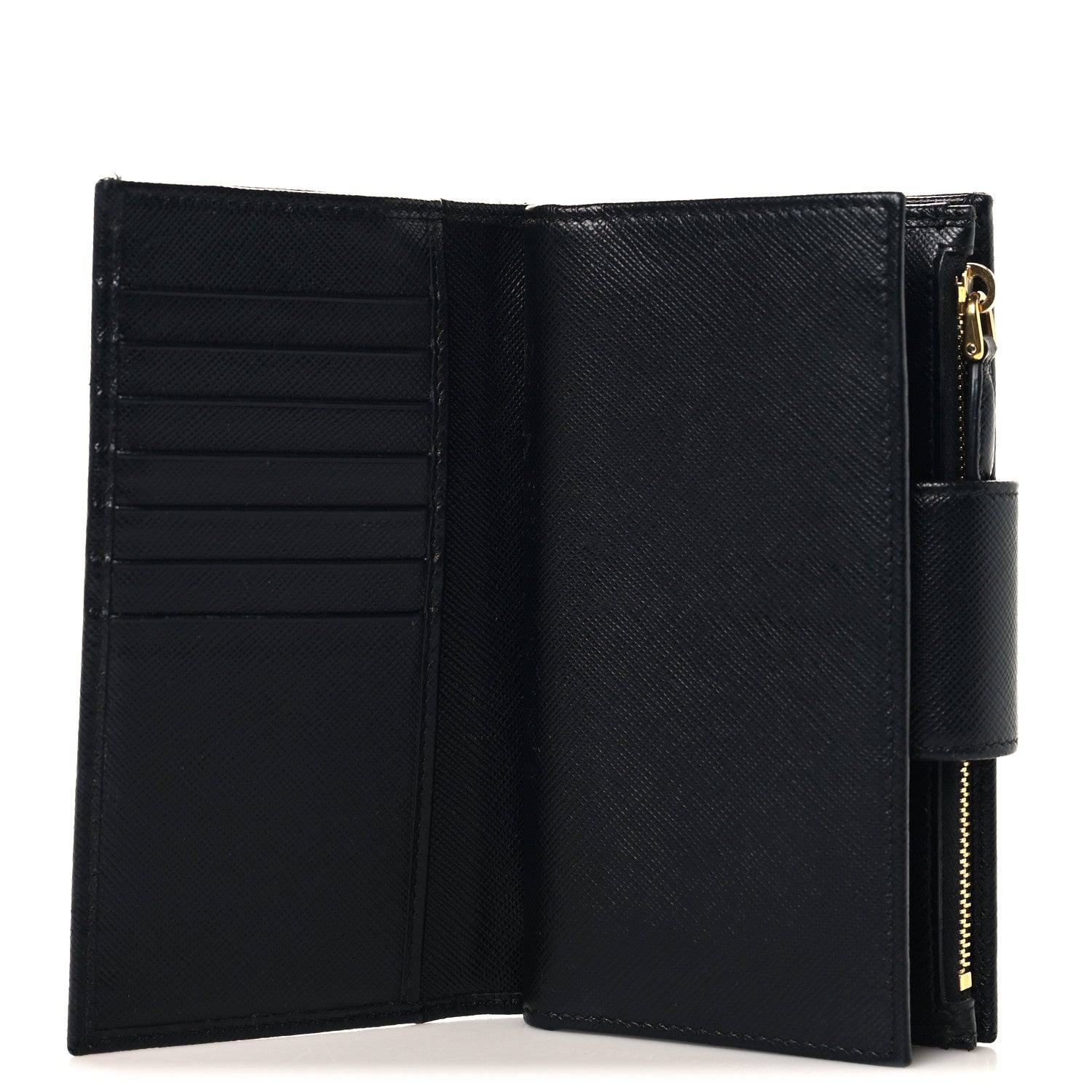 Prada Saffiano Metal Tab Wallet Black 5 of 9