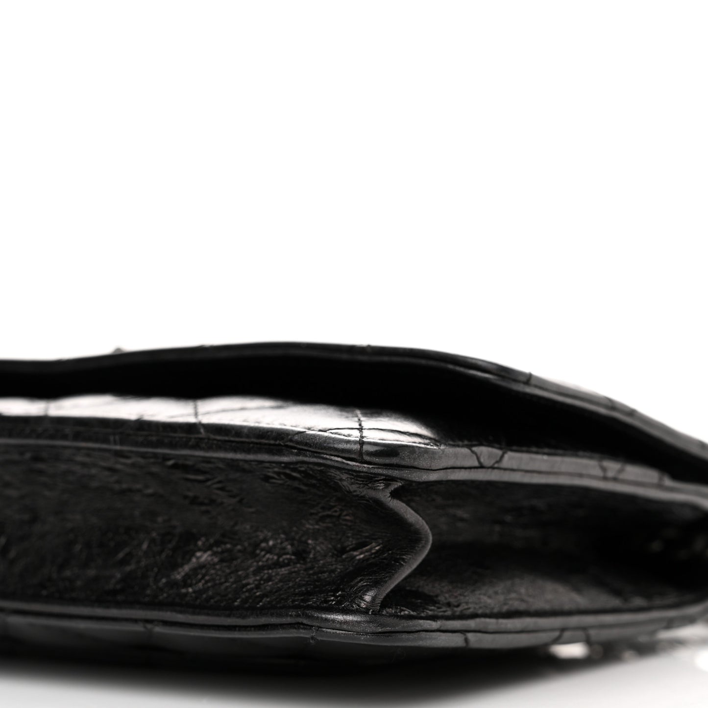 Metallic Aged Calfskin Quilted Reissue Wallet On Chain WOC Black