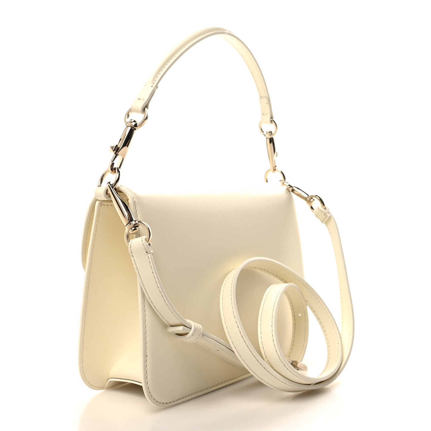 Calfskin Enamel VLogo Loco Flap Shoulder Bag Ivory