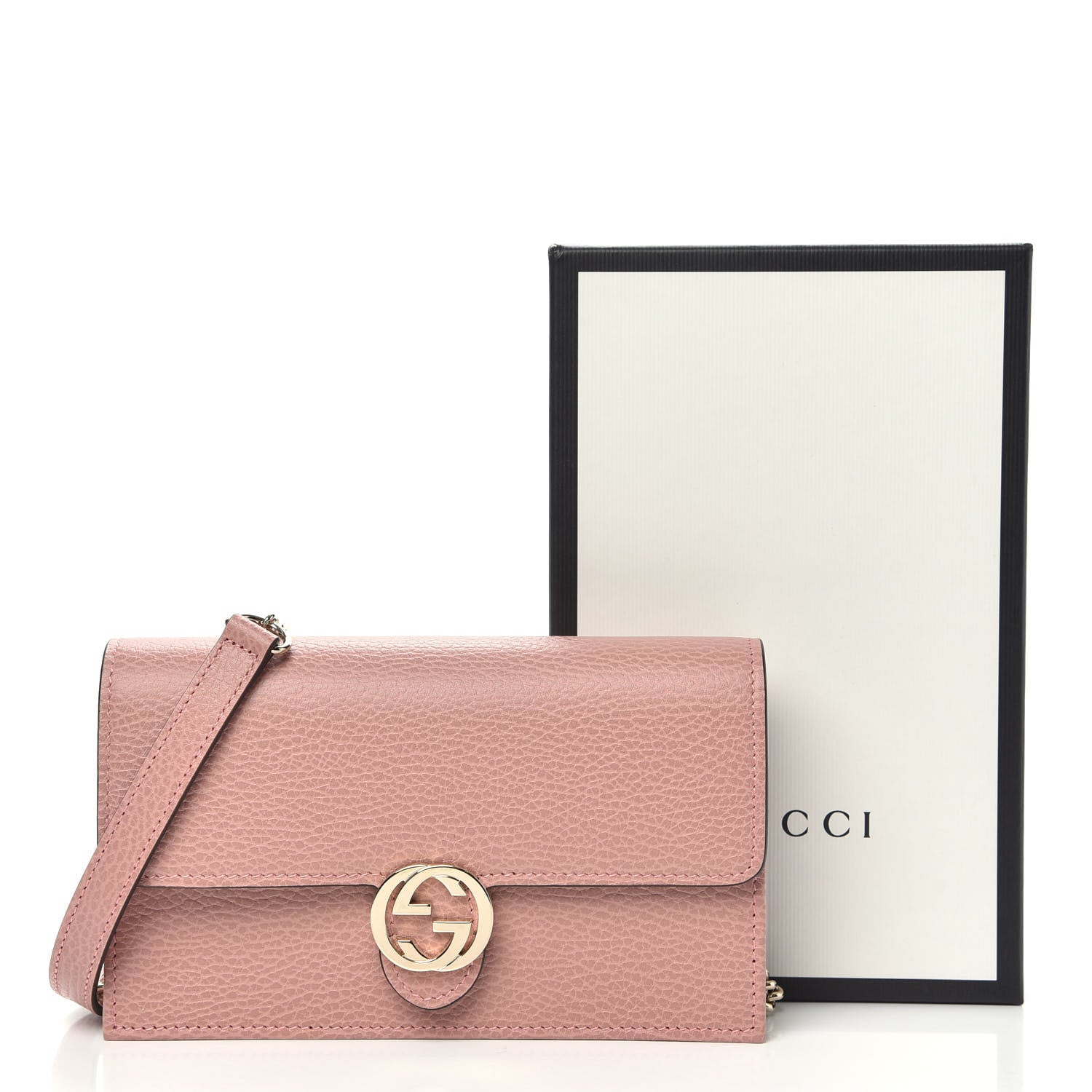 Gucci Dollar Calfskin Interlocking G Chain Wallet Soft Pink 9 of 9
