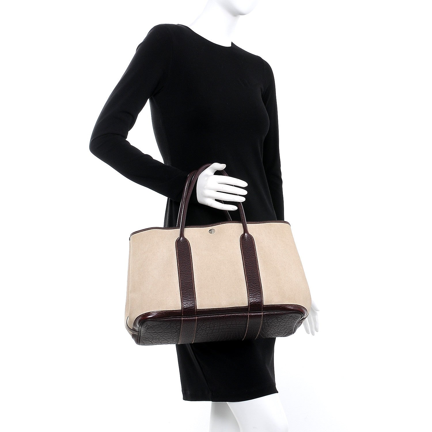 Hermes Buffle Skipper Toile Garden Party 36 MM Tote Marron Fonce 2 of 15
