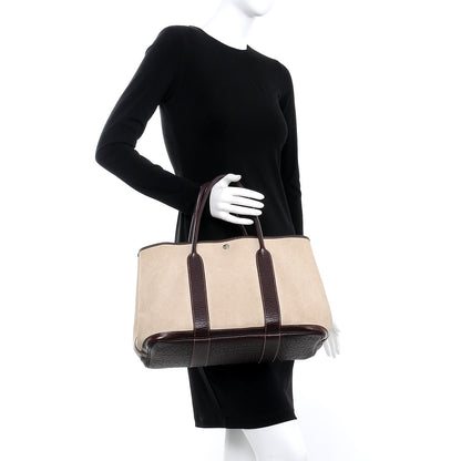 Hermes Buffle Skipper Toile Garden Party 36 MM Tote Marron Fonce 2 of 15