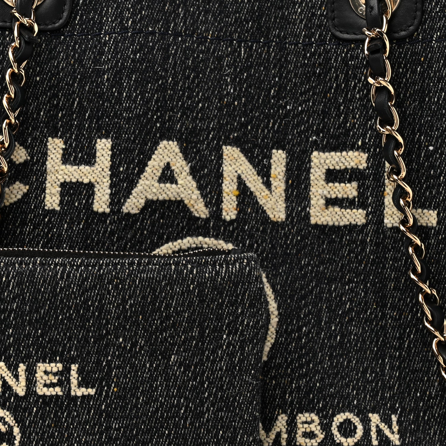 Chanel Denim Small Deauville Tote Dark Blue White 9 of 11