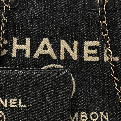 Chanel Denim Small Deauville Tote Dark Blue White 9 of 11