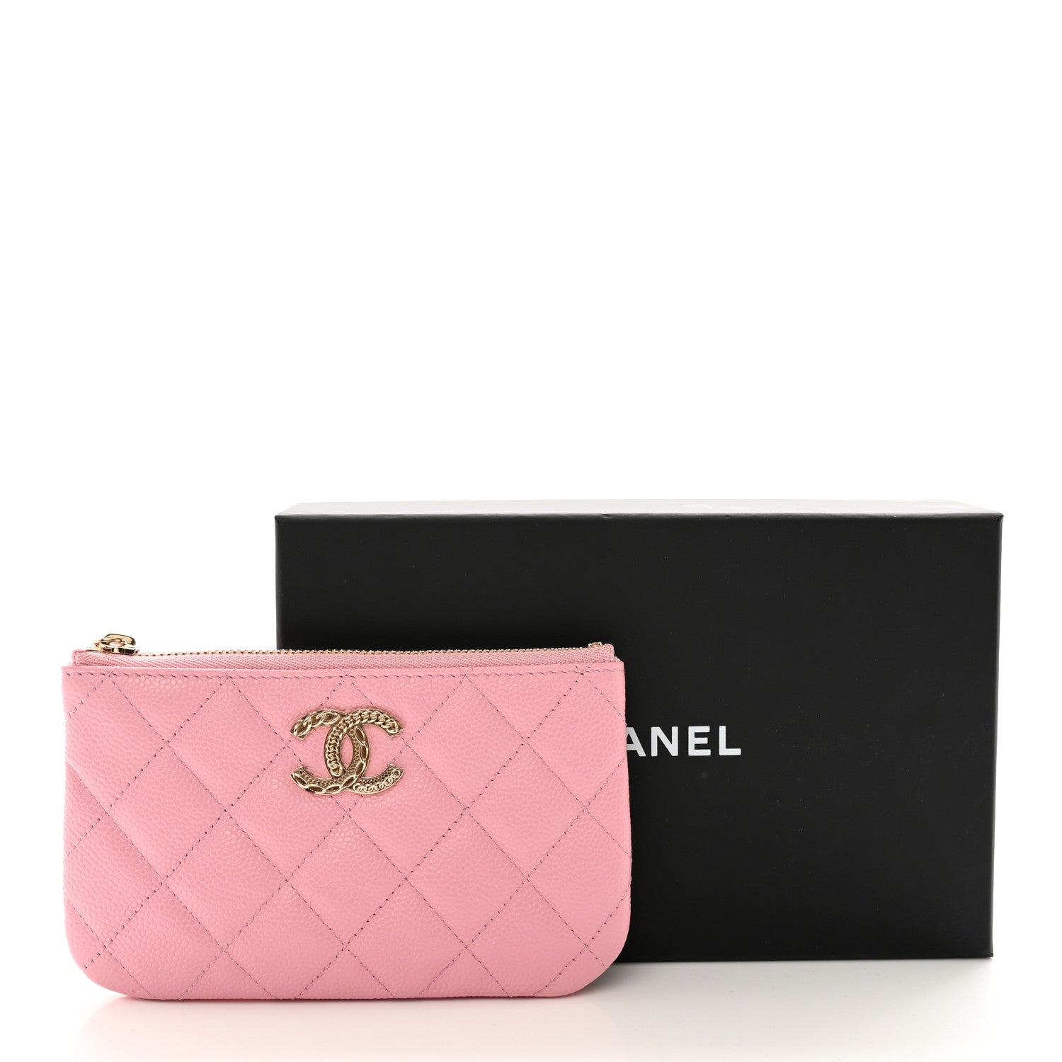 Chanel Caviar Quilted Small Multi Chain Cosmetic Case Pink 8 of 8