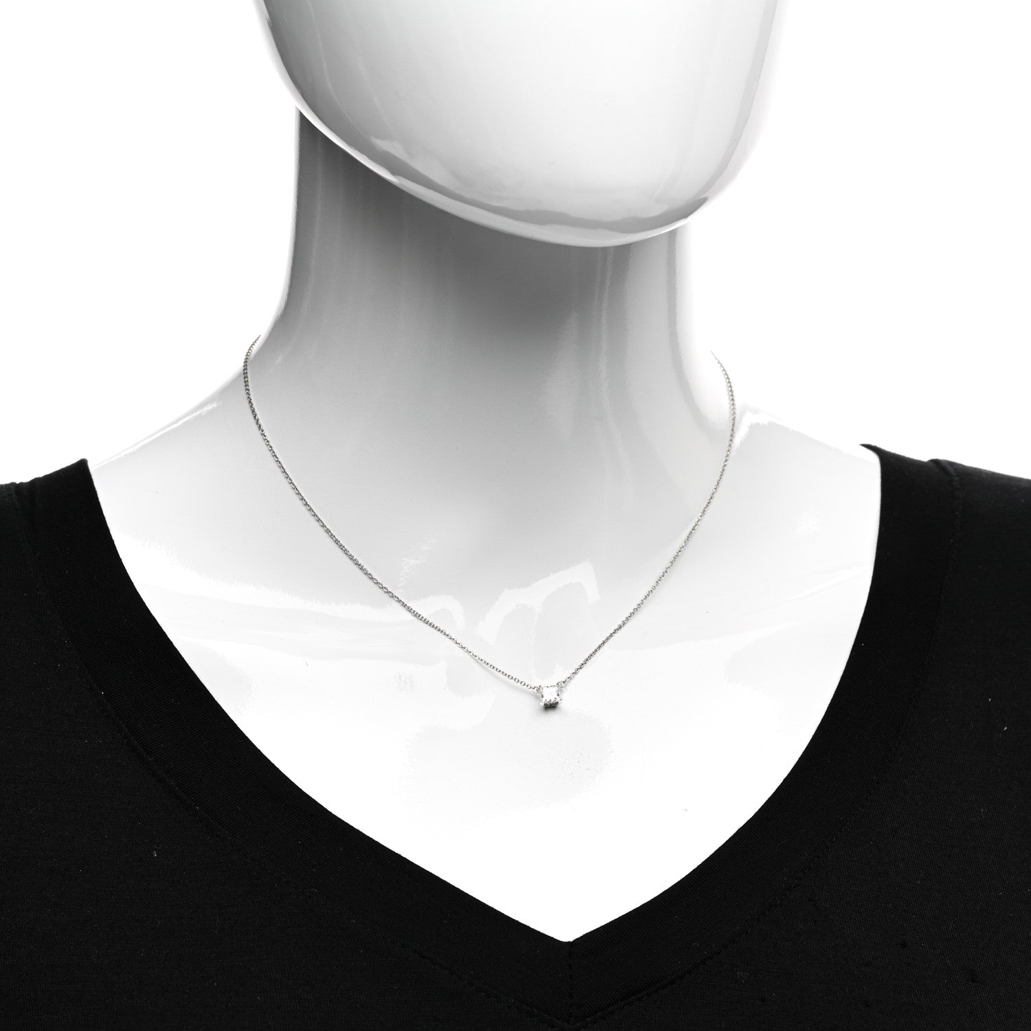 Tiffany Platinum Diamond .47ct Solitaire Pendant Necklace 2 of 5