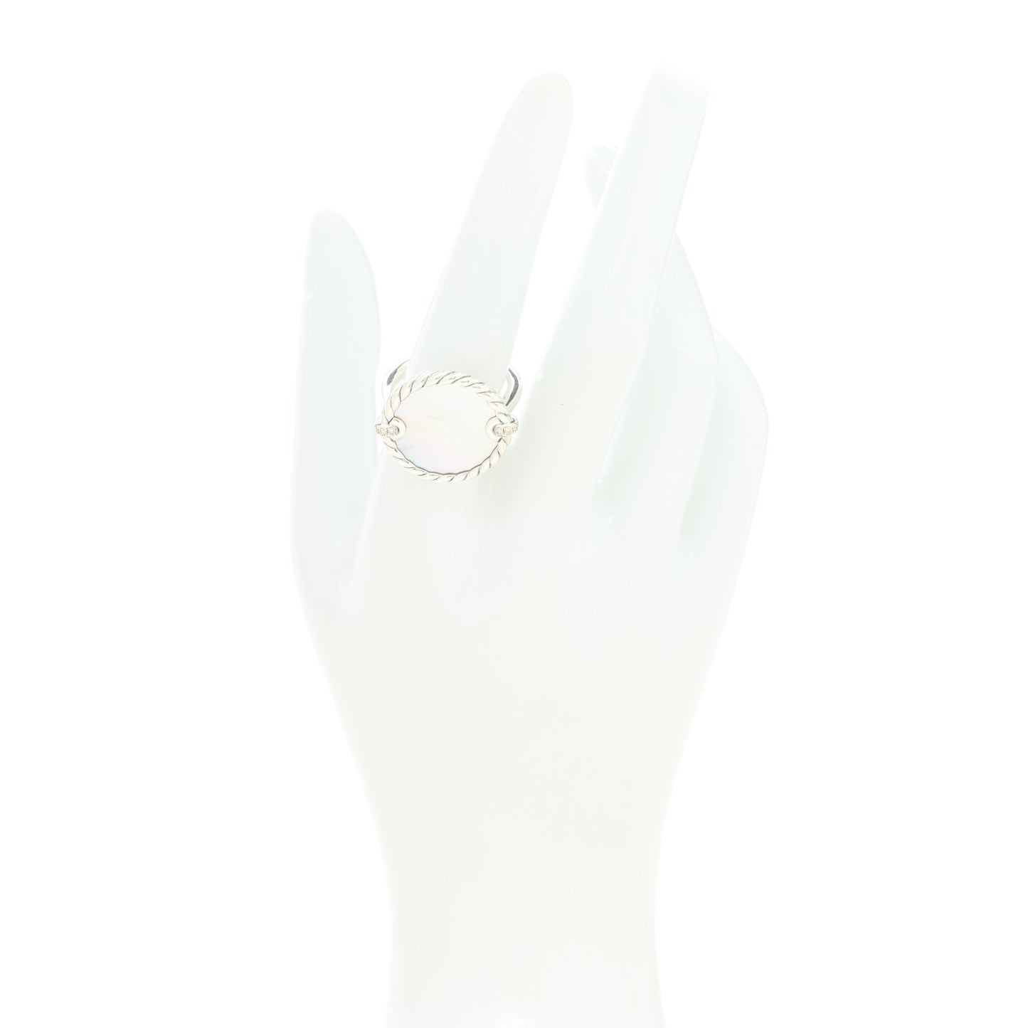 Sterling Silver Mother Of Pearl Diamond Elements Ring 54 6.75