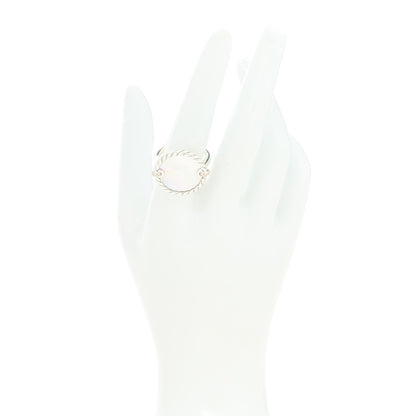 David Yurman Sterling Silver Mother Of Pearl Diamond Elements Ring 54 6.75 2 of 5
