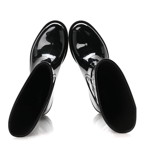 Rubber Embossed Monogram Splash Rain Short Boots 39 Black
