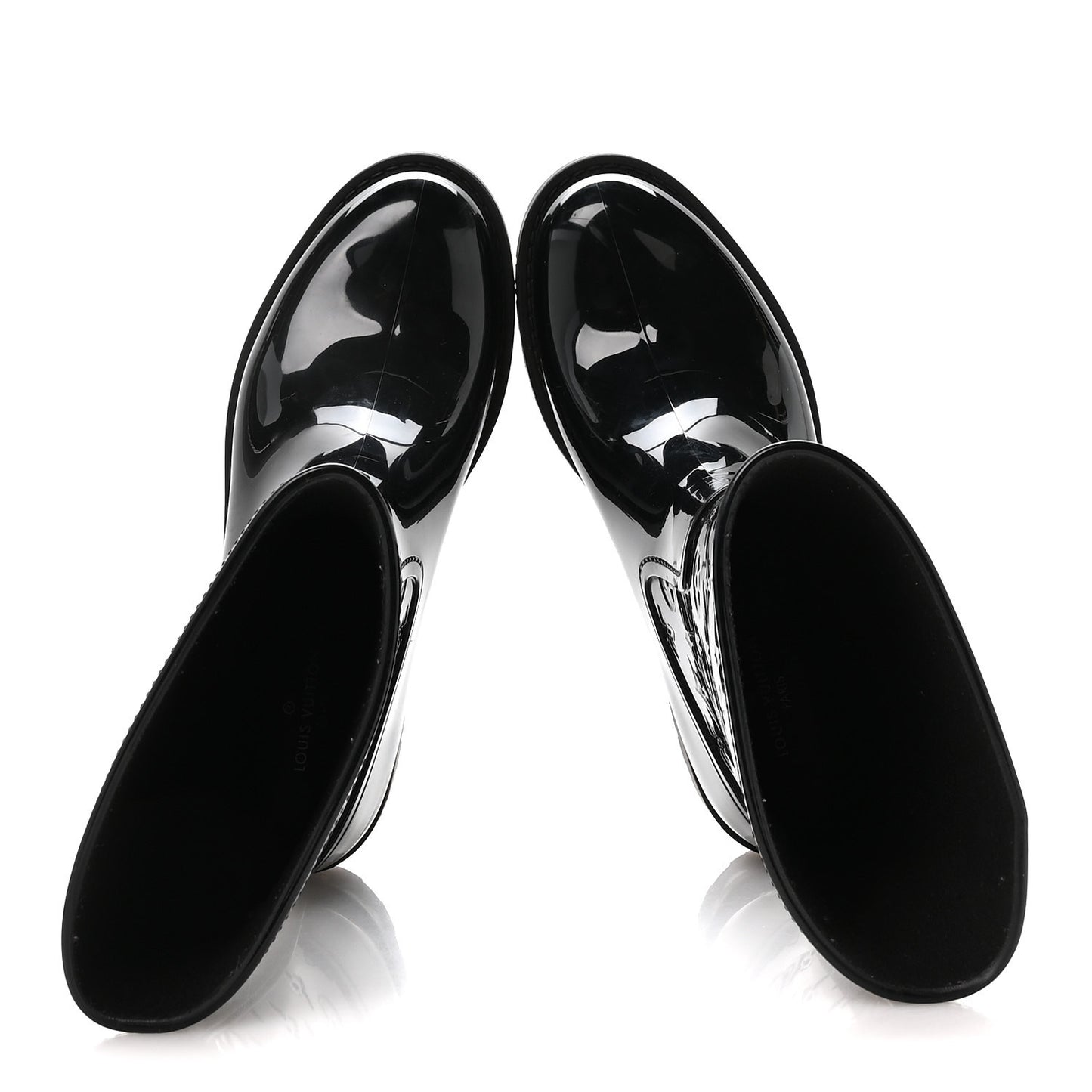 Rubber Embossed Monogram Splash Rain Short Boots 39 Black