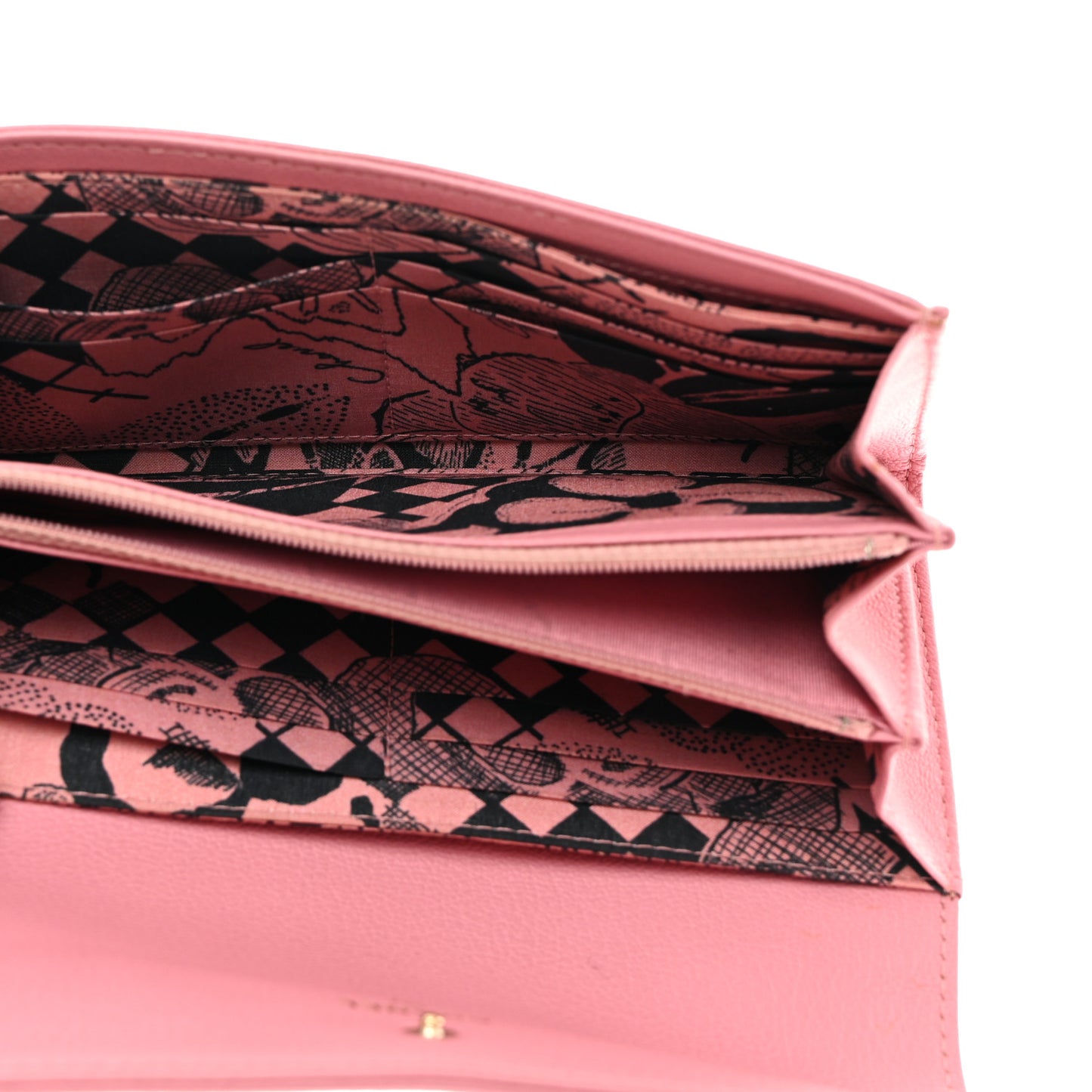 Goatskin CC Large Gusset Flap Wallet Pink