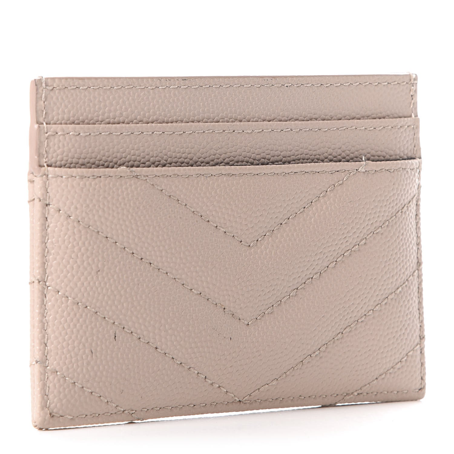 Saint Laurent Grain De Poudre Matelasse Chevron Monogram Credit Card Case Marble Pink 3 of 10