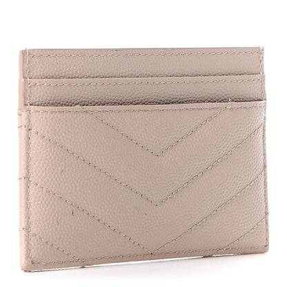 Saint Laurent Grain De Poudre Matelasse Chevron Monogram Credit Card Case Marble Pink 3 of 10