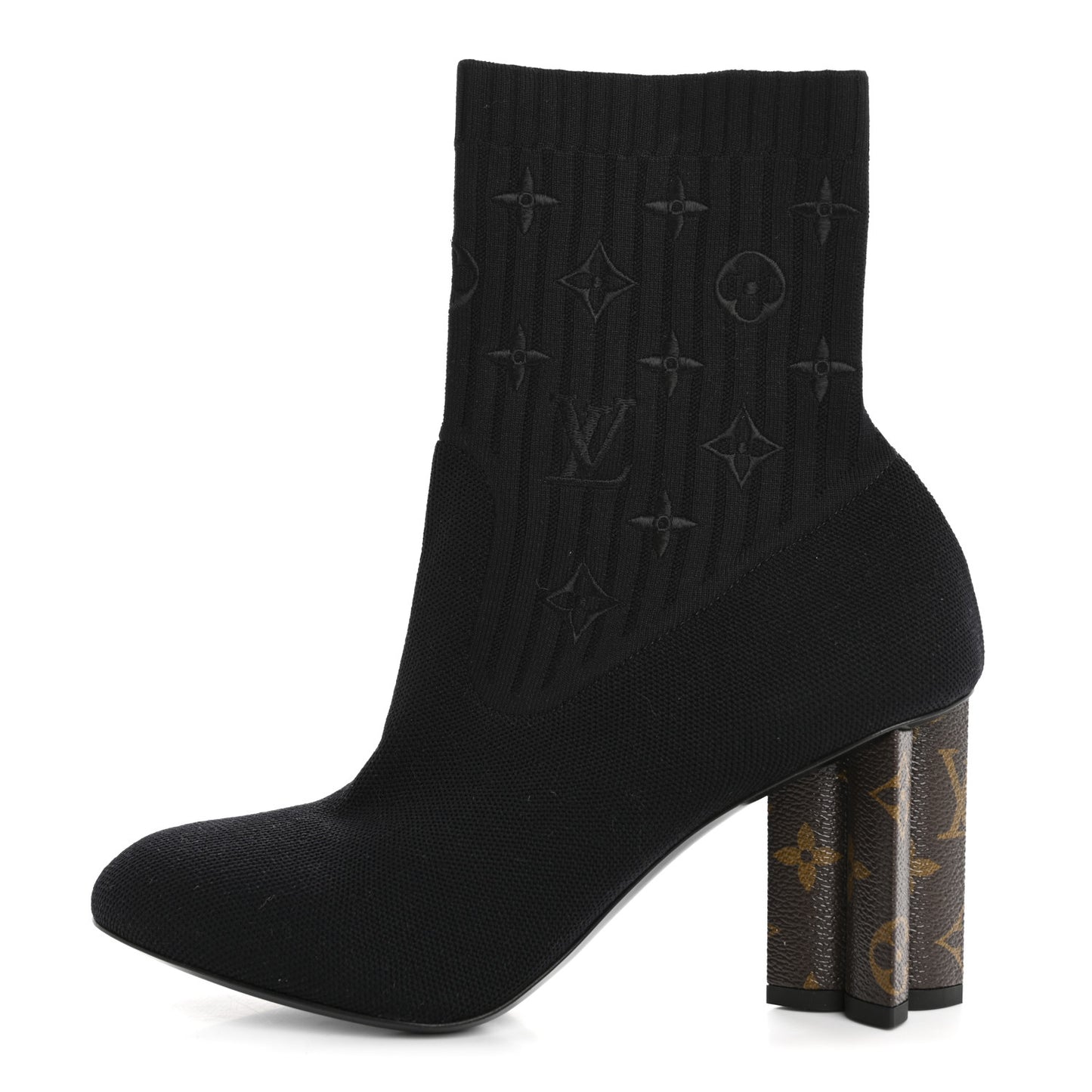 Monogram Stretch Fabric Silhouette Ankle Boots 40 Black