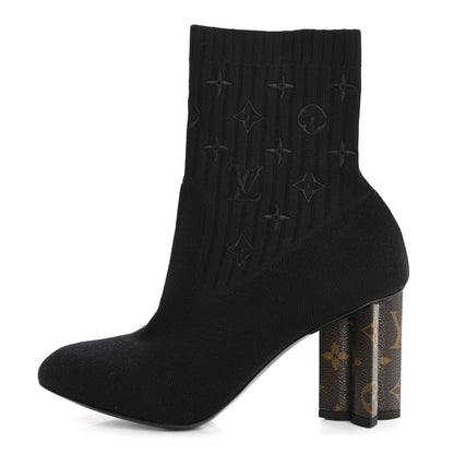 Louis Vuitton Monogram Stretch Fabric Silhouette Ankle Boots 40 Black 1 of 9