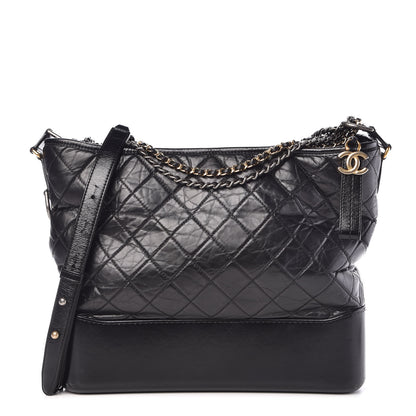 Chanel Aged Calfskin Quilted Large Gabrielle Hobo Black 1 of 13