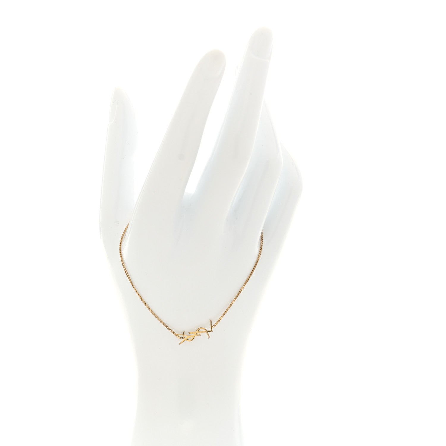 Saint Laurent Brass Monogram Charm Bracelet Gold 2 of 4
