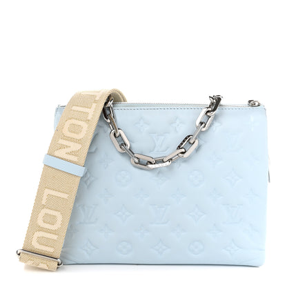 Louis Vuitton Lambskin Embossed Monogram Coussin PM Ice Blue 1 of 9
