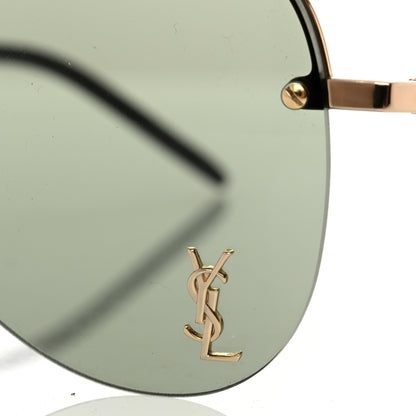 Saint Laurent Metal Aviator Classic 11 Monochromatic Sunglasses Gold Green 9 of 10