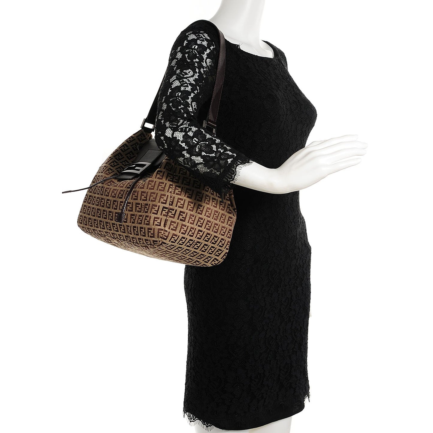 Zucchino Vitello Drawstring Shoulder Bag Testa di Moro Beige