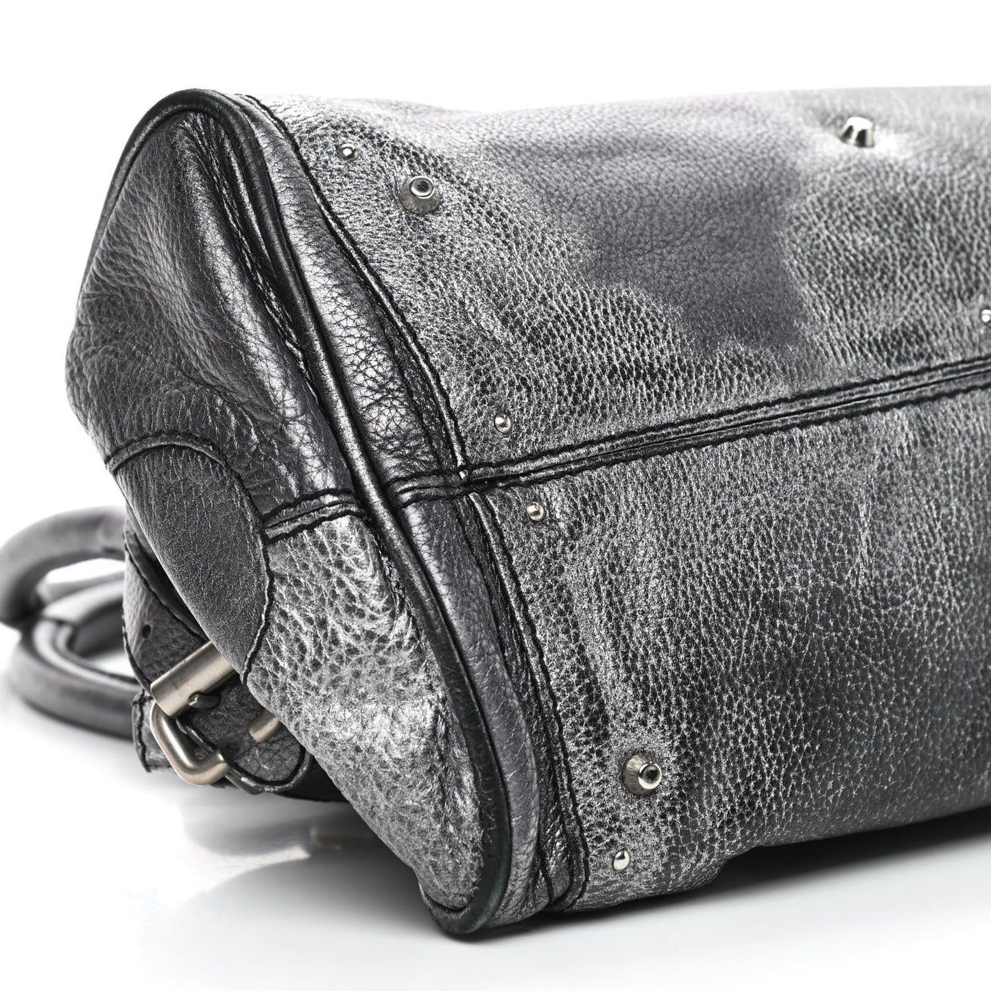 Metallic Calfskin Medium Paddington Satchel Silver