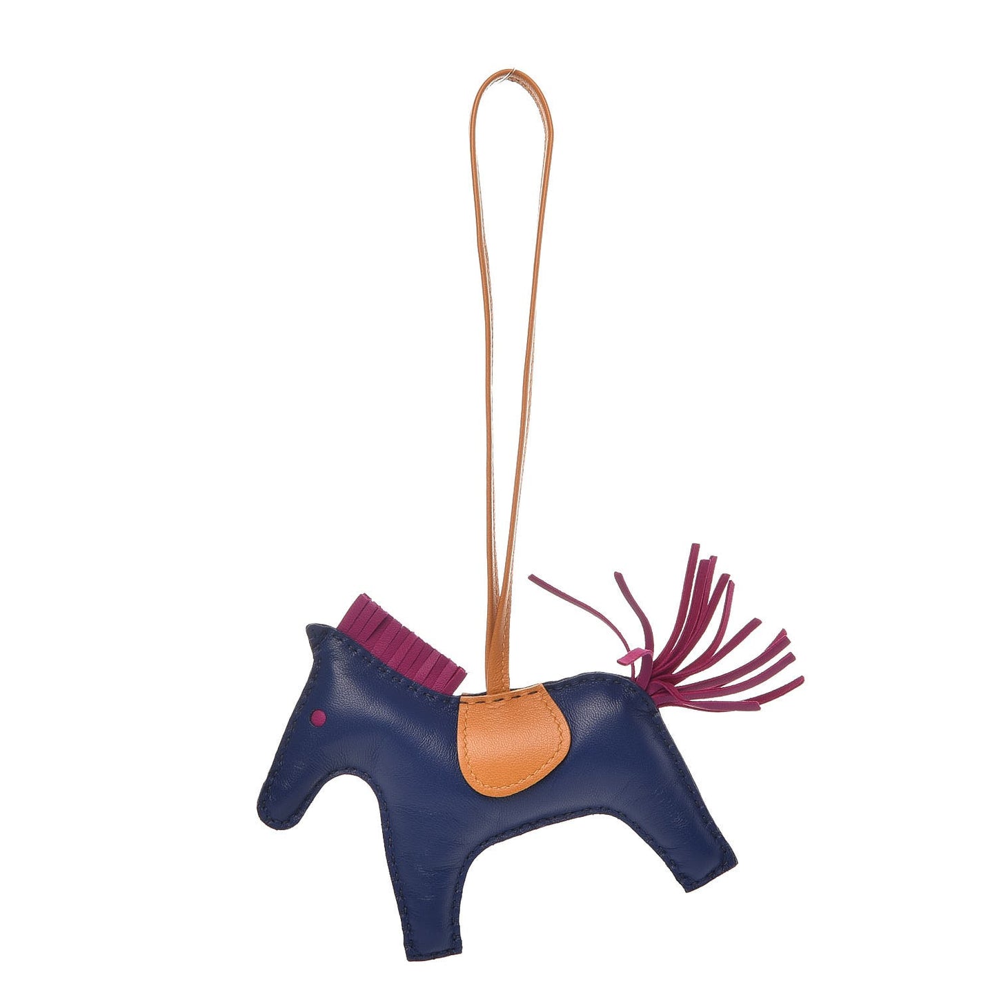 Milo Lambskin Grigri Rodeo Horse Bag Charm MM Bleu Saphir Rose Pourpre Naturel Bouton D'Or