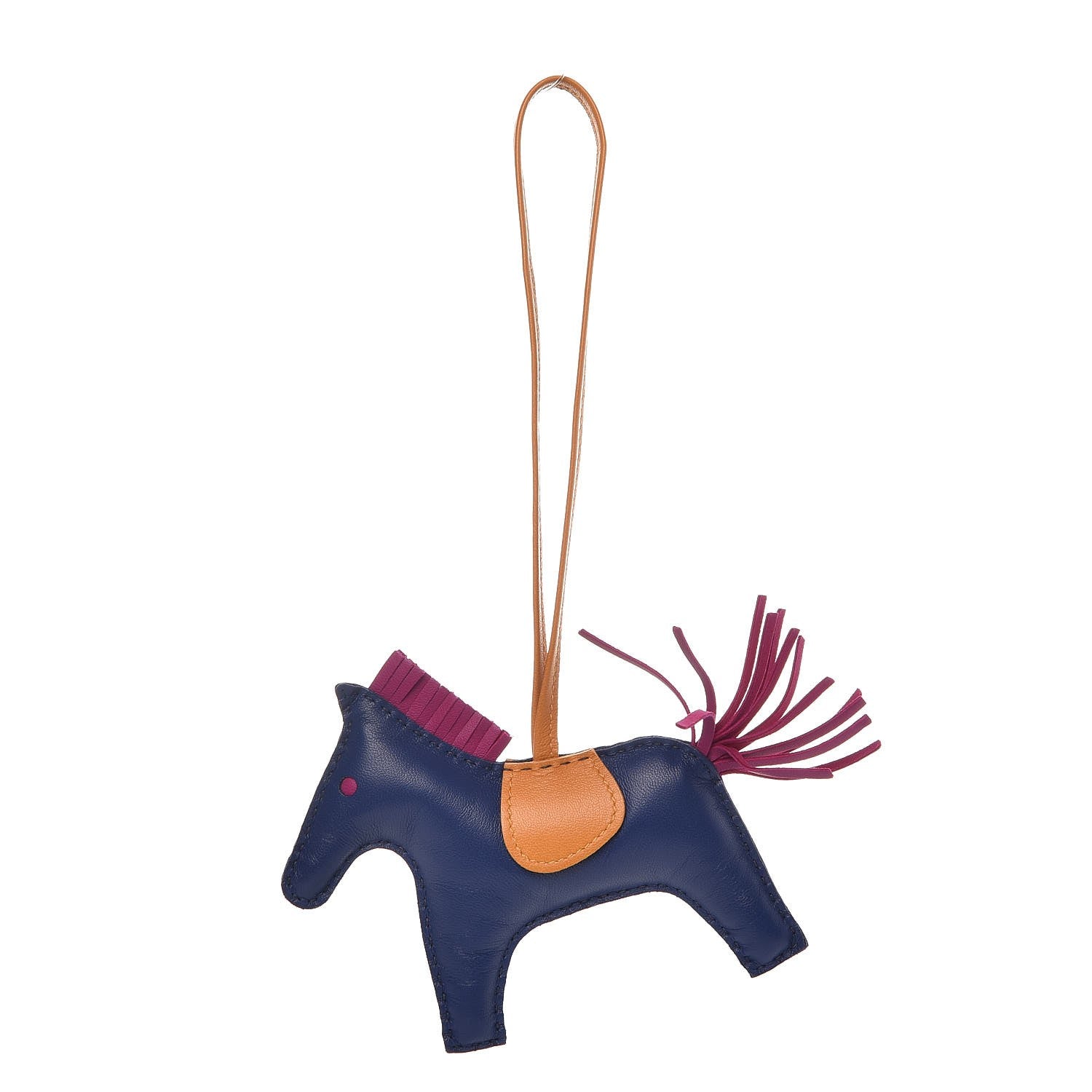 Hermes Milo Lambskin Grigri Rodeo Horse Bag Charm MM Bleu Saphir Rose Pourpre Naturel Bouton D'Or 1 of 5