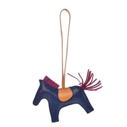 Hermes Milo Lambskin Grigri Rodeo Horse Bag Charm MM Bleu Saphir Rose Pourpre Naturel Bouton D'Or 1 of 5