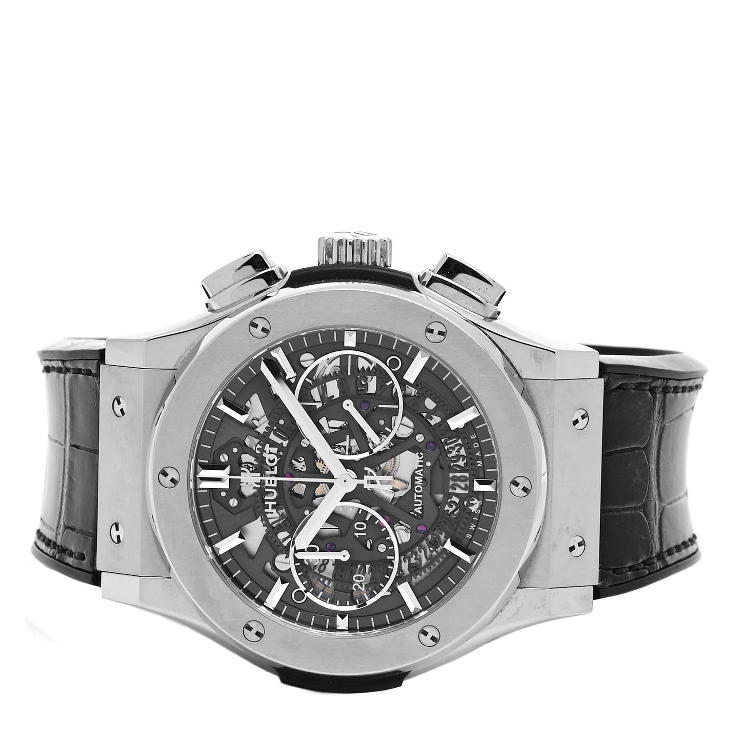 Titanium Alligator 45mm Classic Fusion Aerofusion Chronograph Automatic Watch Black 525.NX.0170.LR