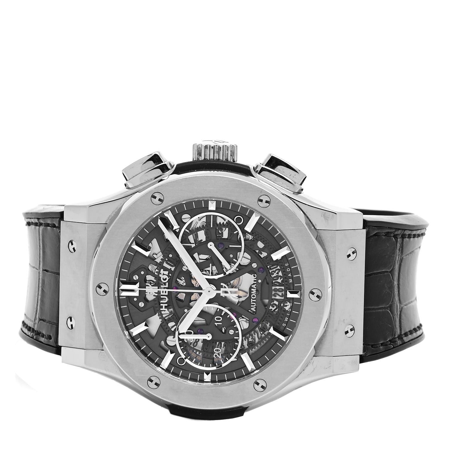 Hublot Titanium Alligator 45mm Classic Fusion Aerofusion Chronograph Automatic Watch Black 525.NX.0170.LR 2 of 4