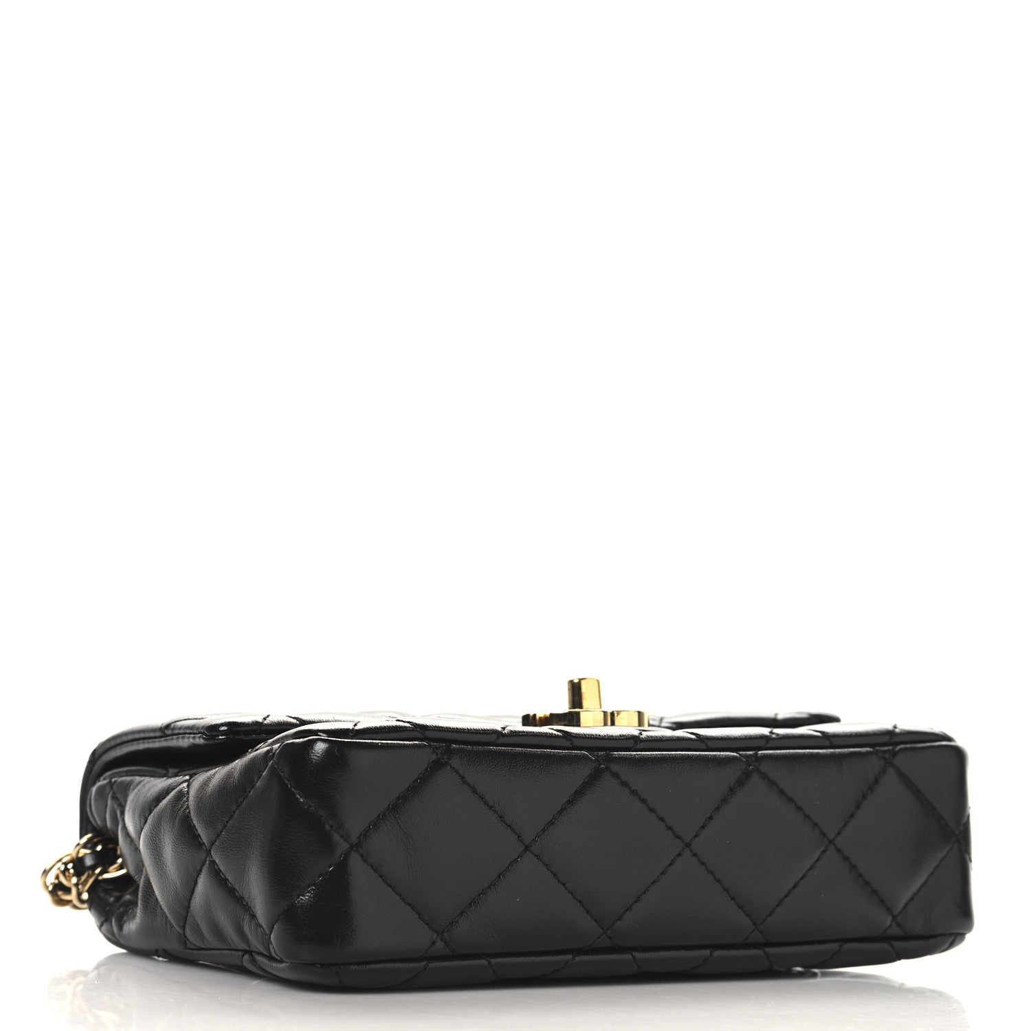 Chanel Shiny Lambskin Quilted Golden Links Top Handle Flap Black 4 of 10