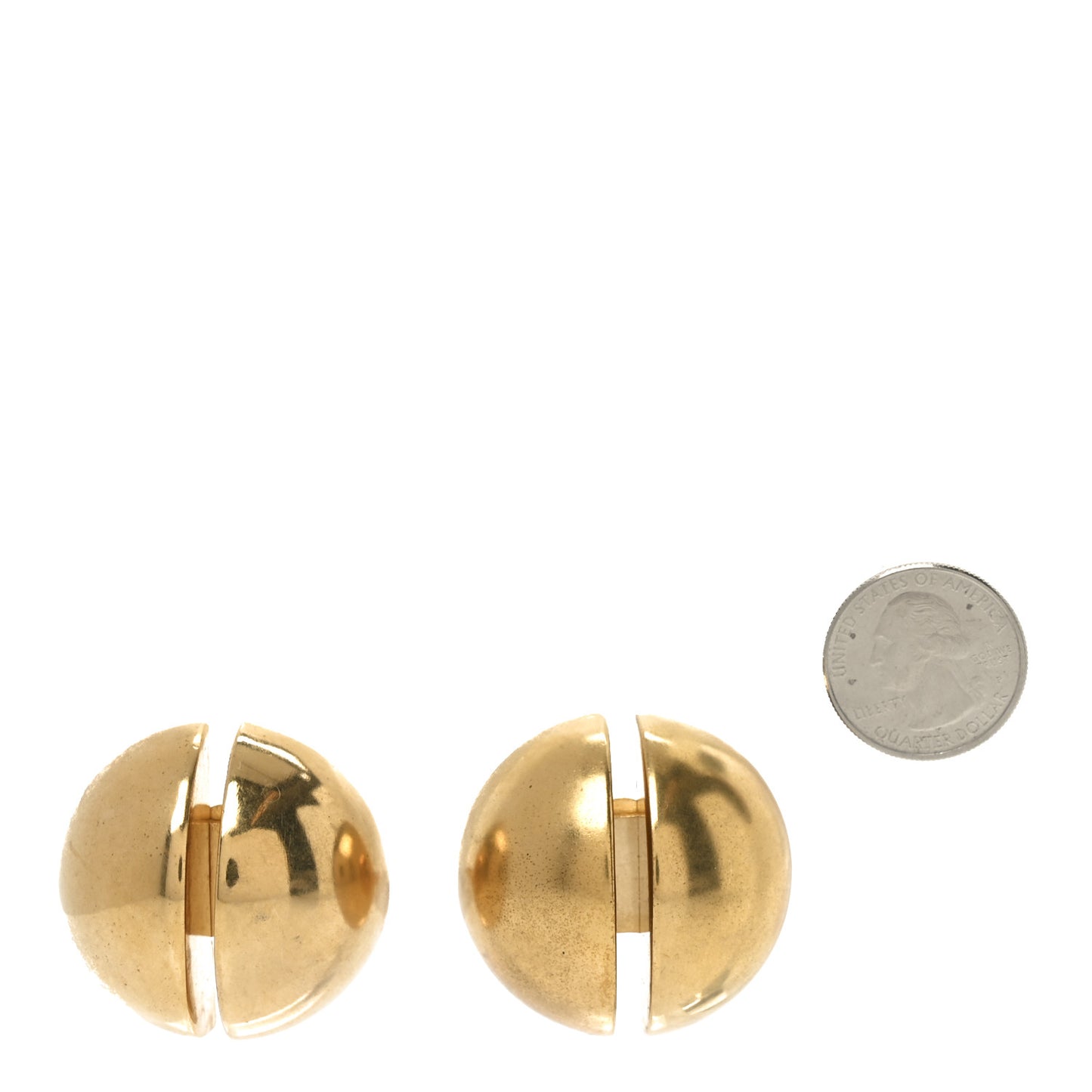Brass Double Half Ball Clip On Earrings Gold