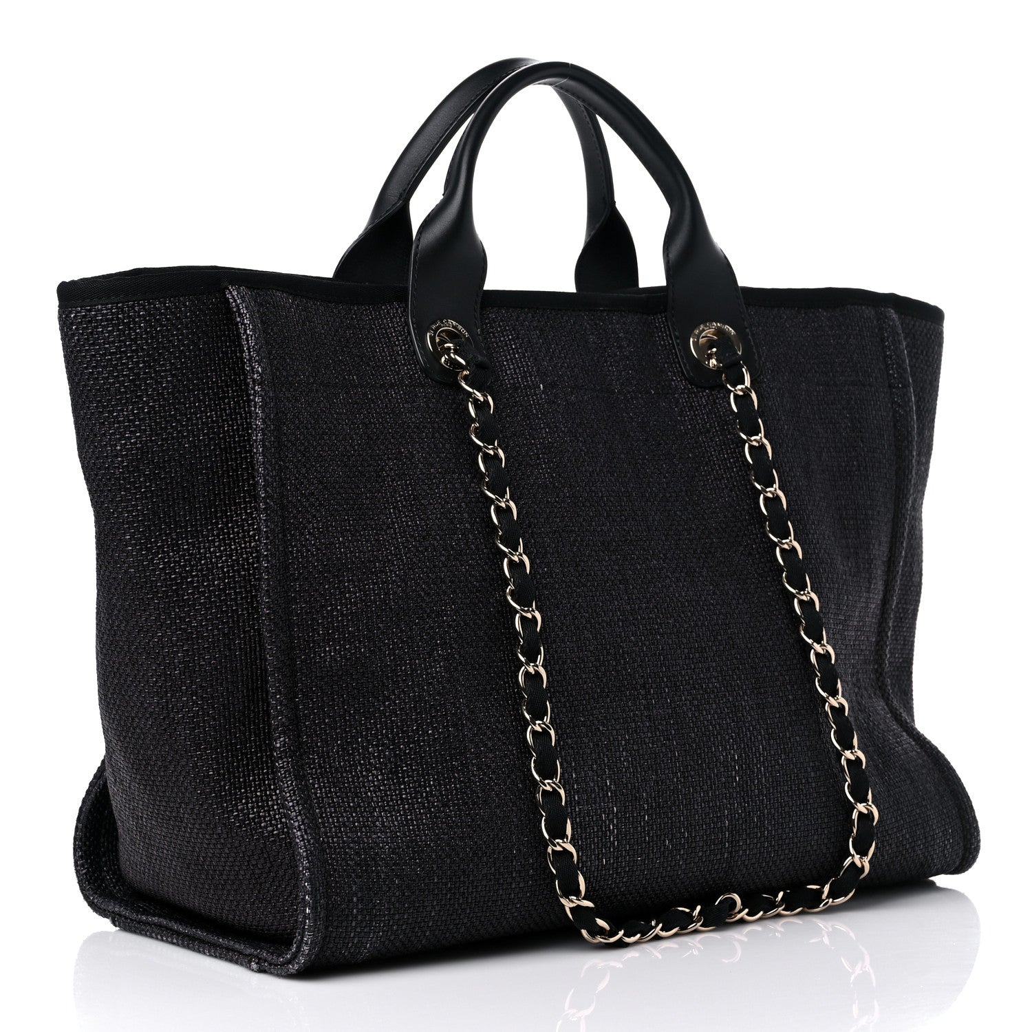 Chanel Woven Straw Raffia Medium Deauville Tote Black 3 of 10