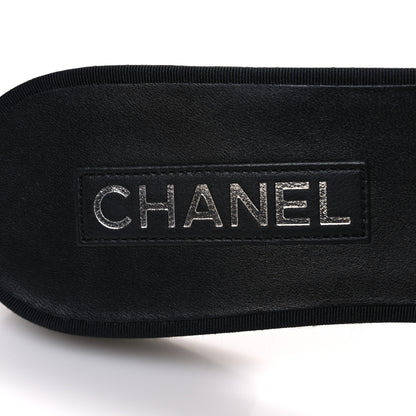 Chanel Silk Bow CC Mules 41 Black White 9 of 11