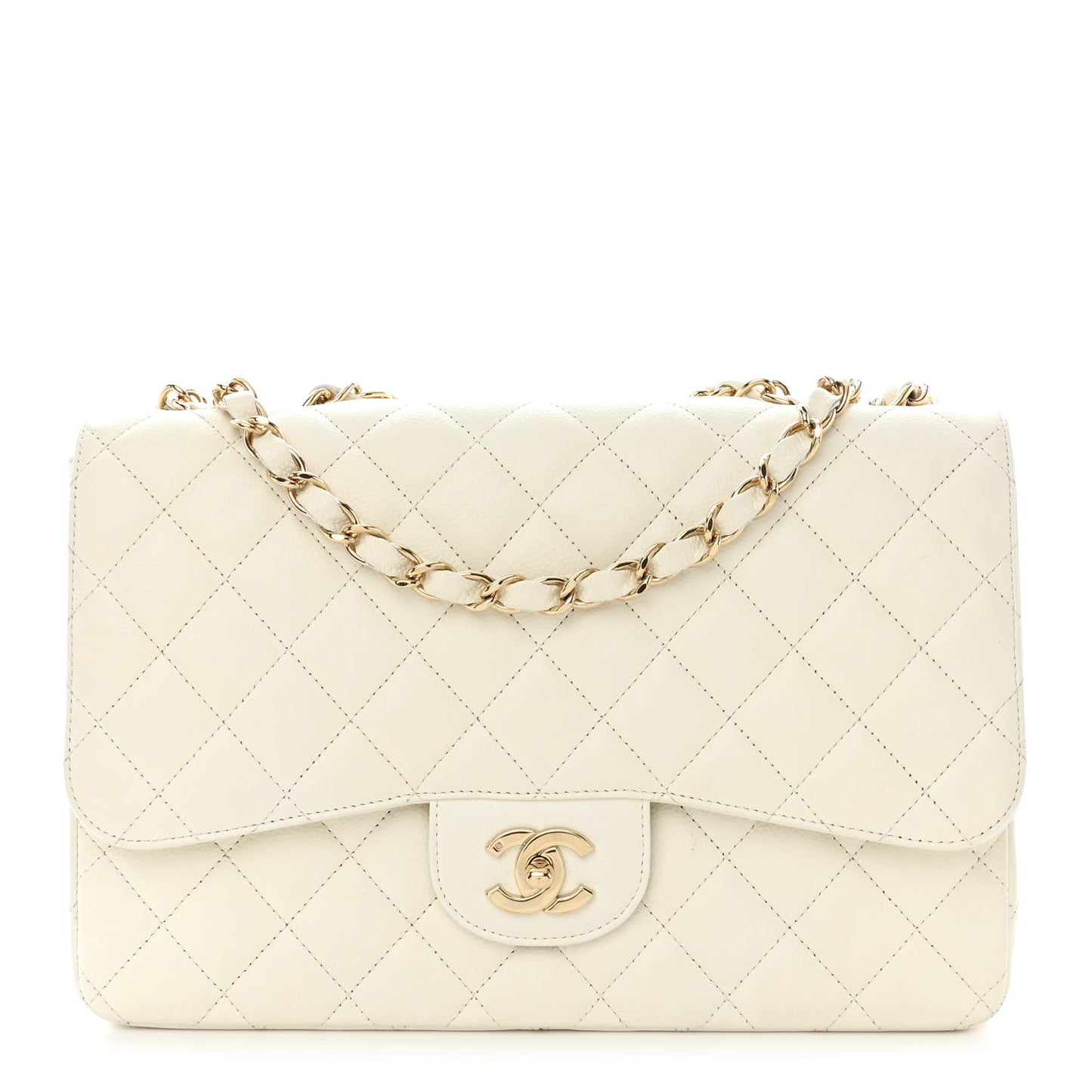 Caviar Quilted Jumbo Single Flap White