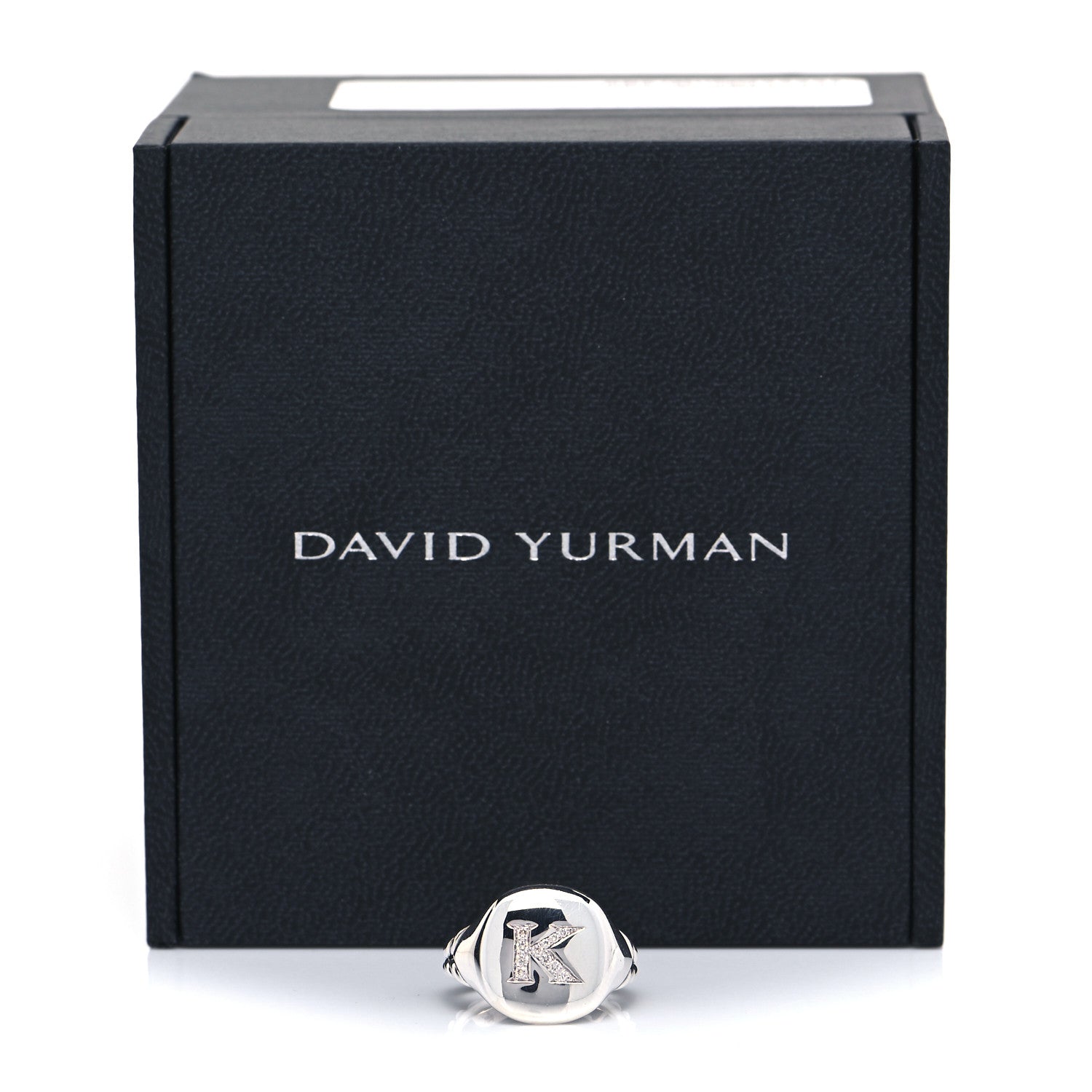 David Yurman Sterling Silver Diamond 14mm Initial K Pinky Ring 48 4.5 10 of 10